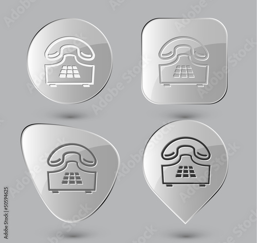 Push-button telephone. Glass buttons. Vector illustration.
