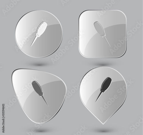 Awl. Glass buttons. Vector illustration.
