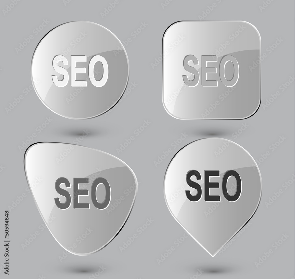 Seo. Glass buttons. Vector illustration. Seo. Glass buttons. Vector illustration.