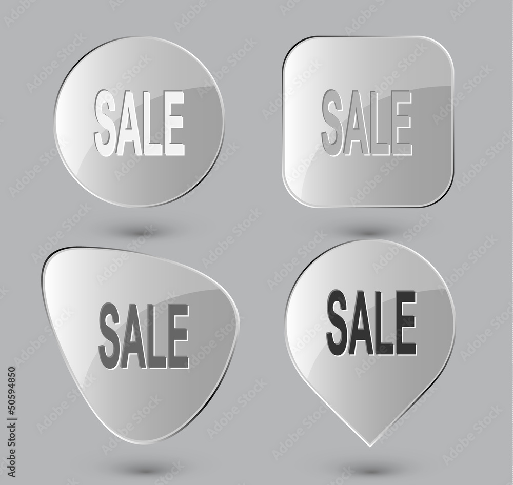 Sale. Glass buttons. Vector illustration. Sale. Glass buttons. Vector illustration.
