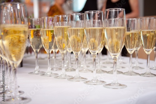 glasses of champagne on festive table