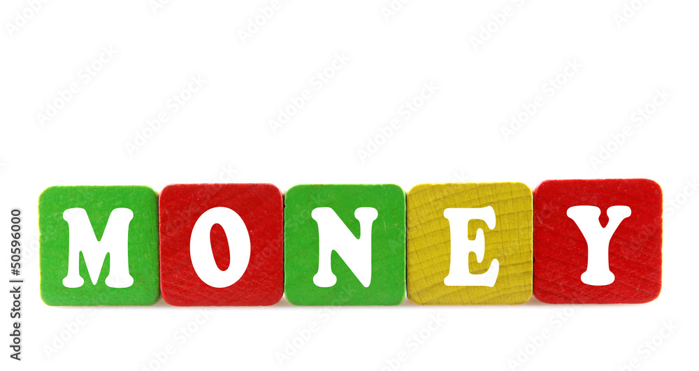 money - isolated text in wooden building blocks money - isolated text in wooden building blocks