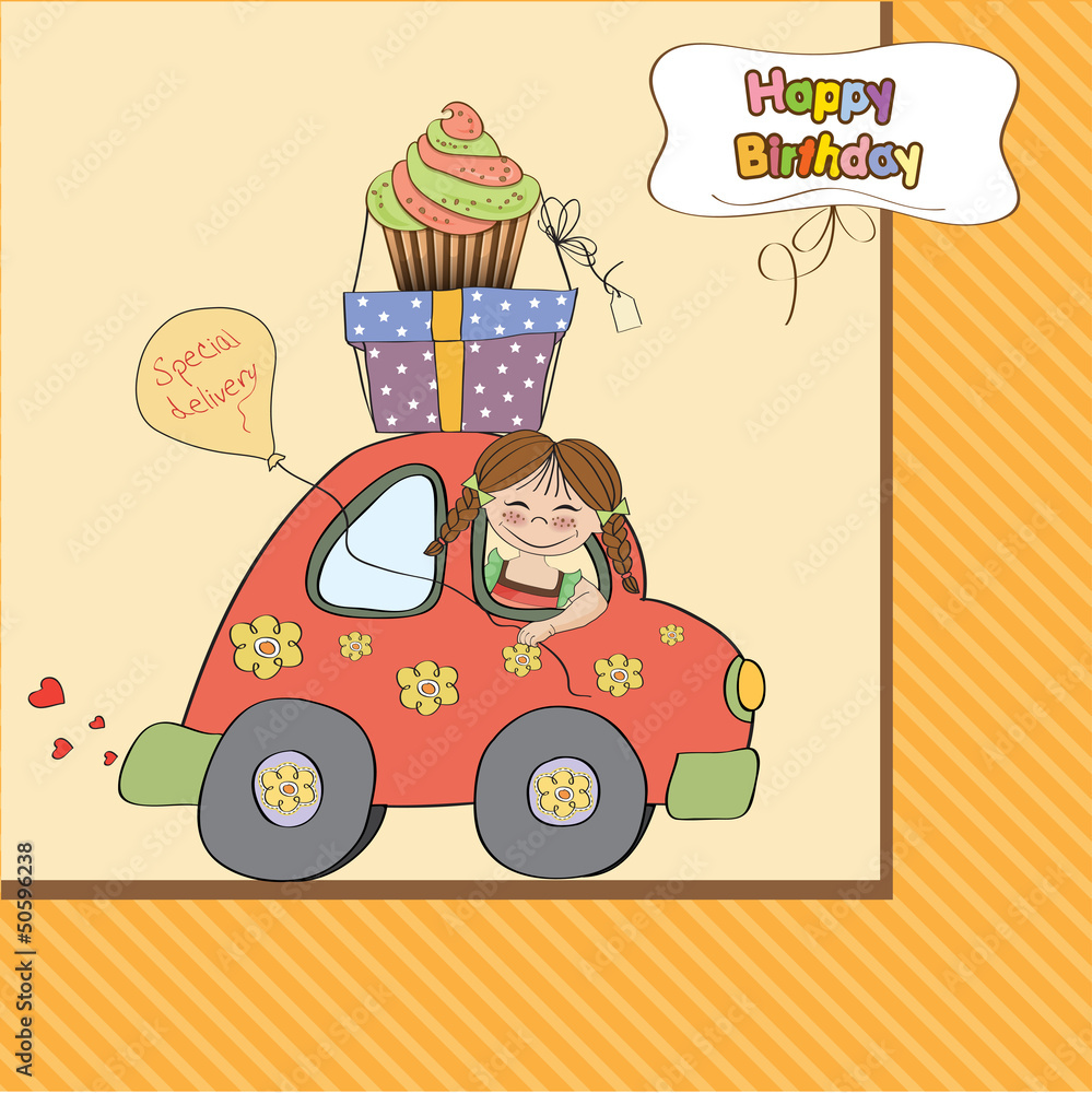 birthday card with funny little girl birthday card with funny little girl