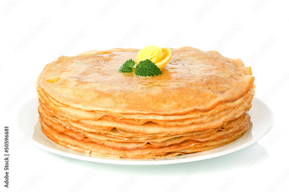 stack of pancakes. crepes with with butter stack of pancakes. crepes with with butter