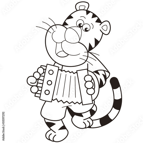 Cartoon Tiger Playing an Accordion