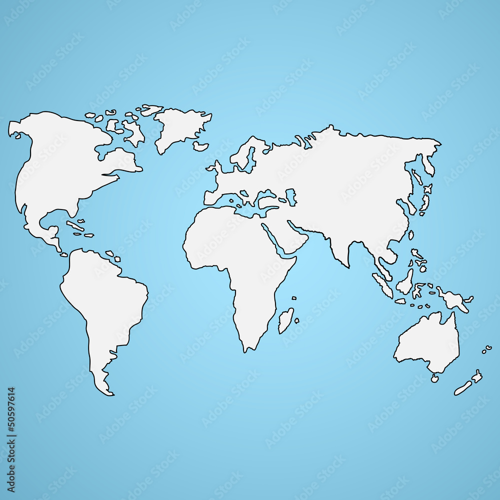 Fototapeta premium world map with a colorful blue background.