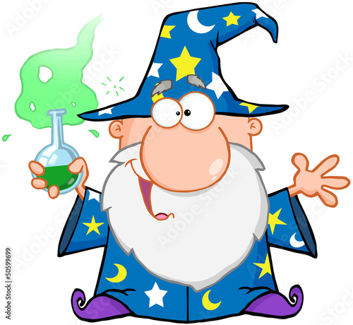 Crazy Wizard Holding A Green Magic Potion