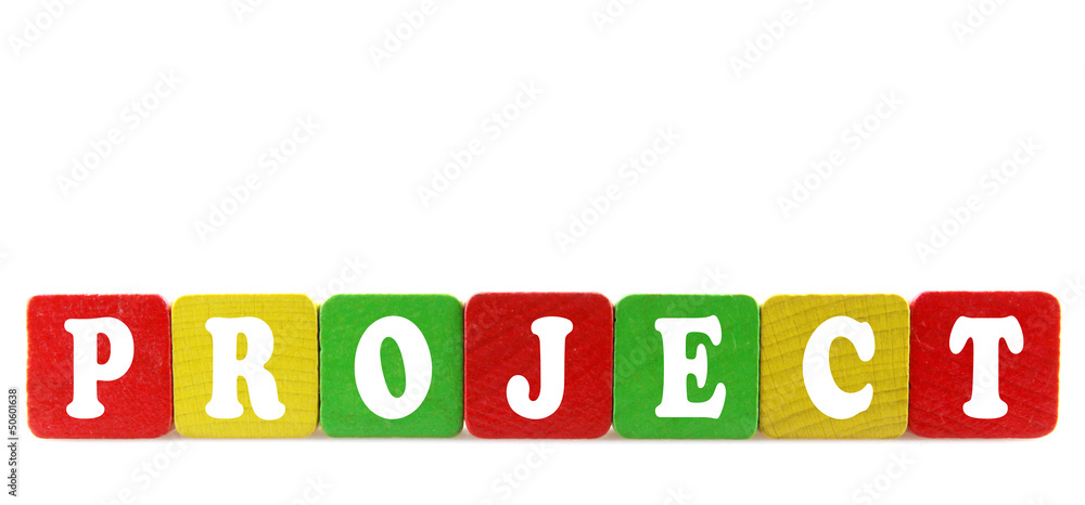 project - isolated text in wooden building blocks project - isolated text in wooden building blocks
