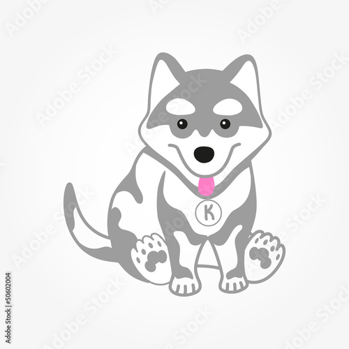 Cute husky puppy vector illustration.