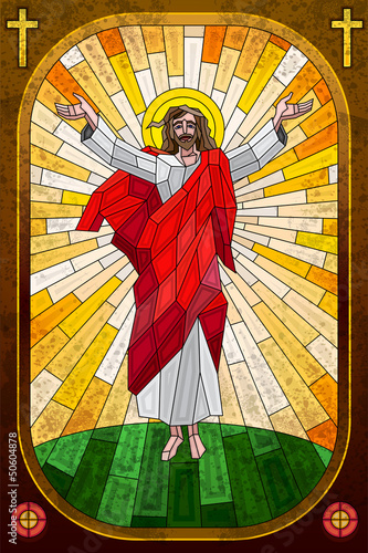 Stained Glass Painting of Jesus Christ