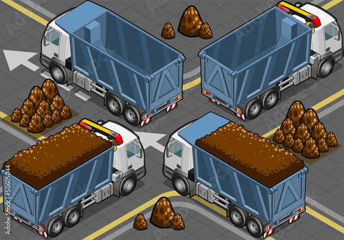 isometric containers trucks