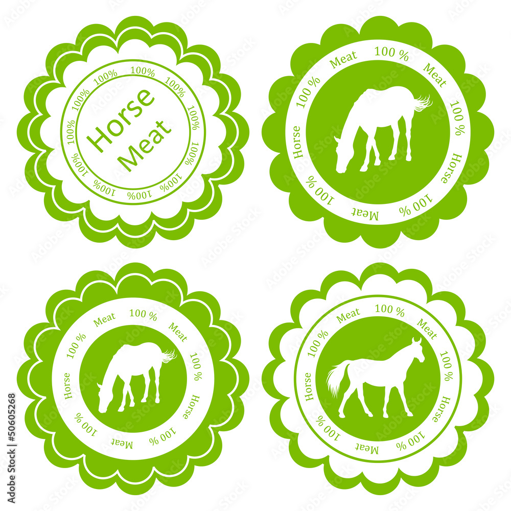 Organic farm horse meat food labels illustration Organic farm horse meat food labels illustration