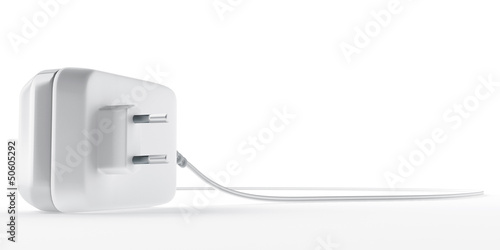 electric plug for electronic devices on white background