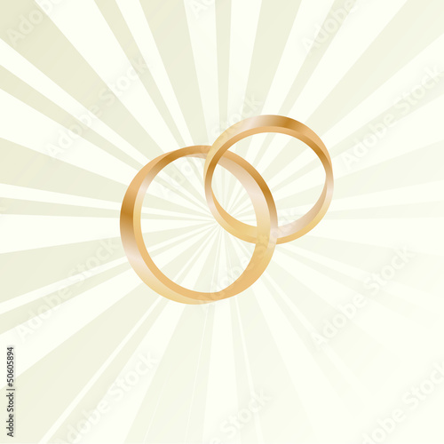 Couple of gold wedding rings vector background