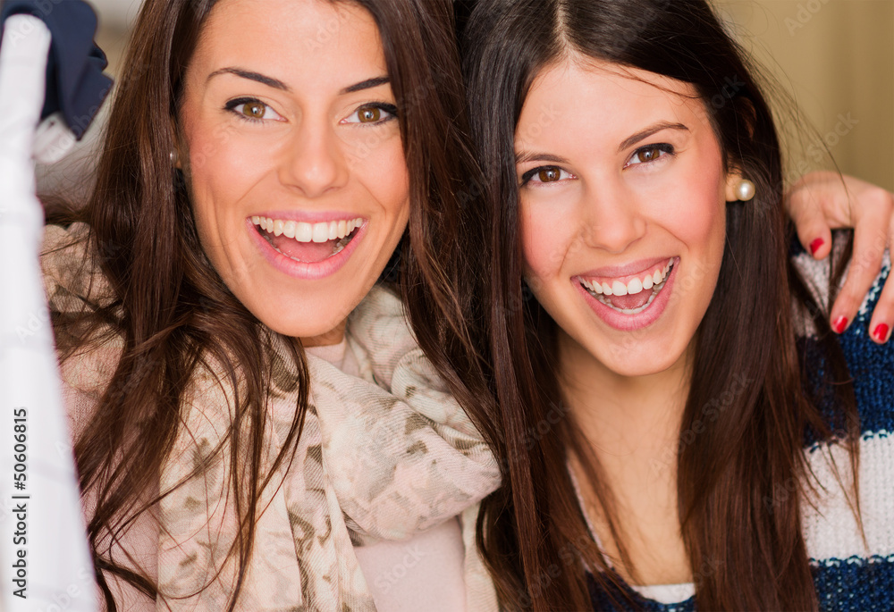 Portrait Of Two Happy Friends Portrait Of Two Happy Friends