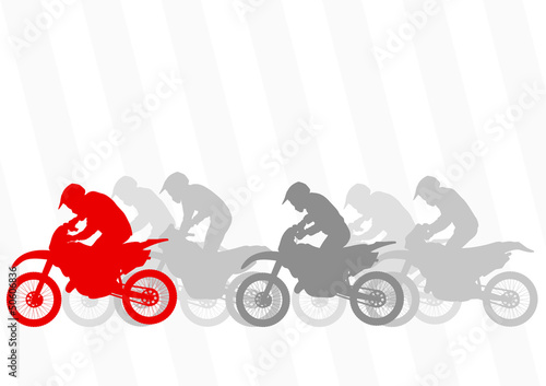 Sport motorbike riders and motorcycles silhouettes illustration