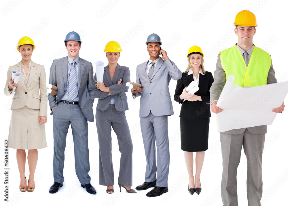 Obraz premium Team of architects in a row