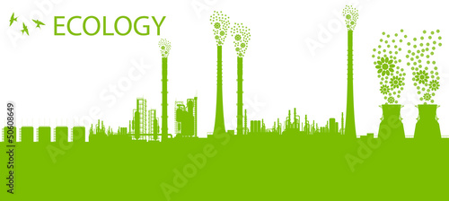 Ecology factory chimney vector background concept with no pollut