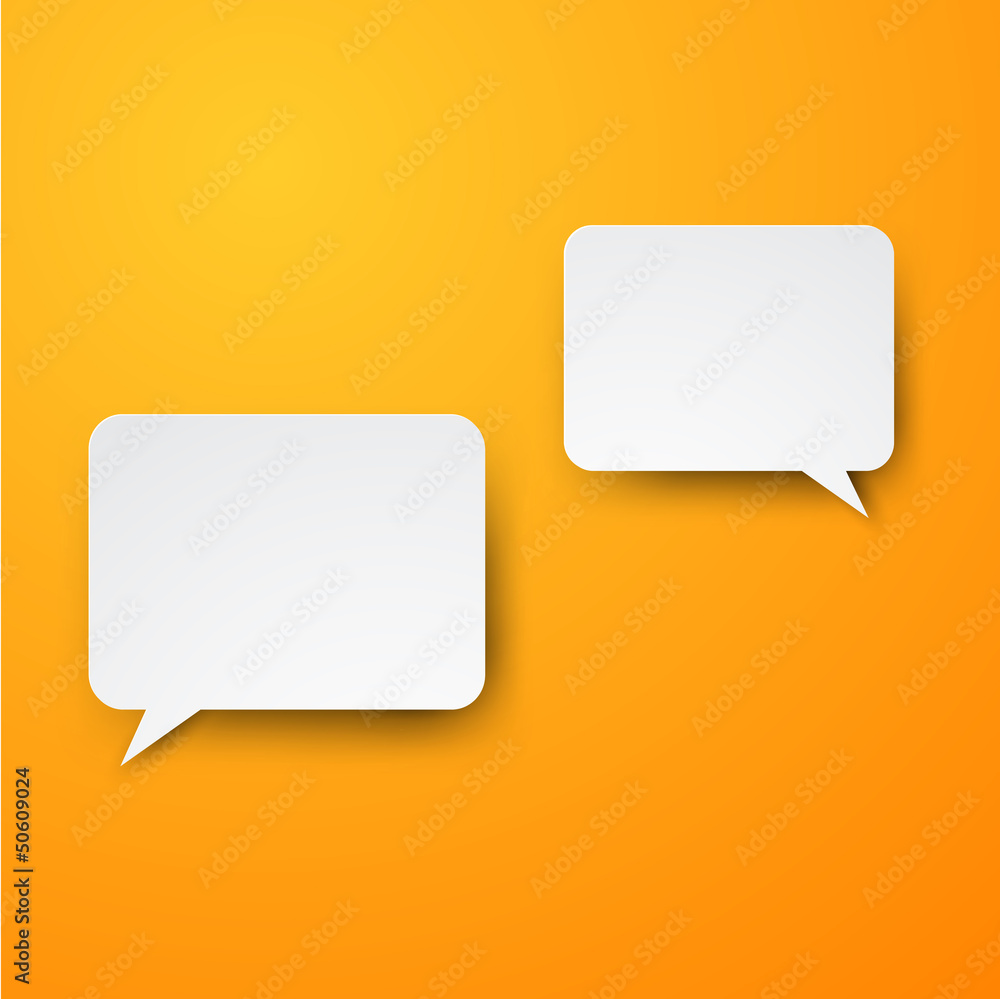 Paper white speech bubbles. Paper white speech bubbles.