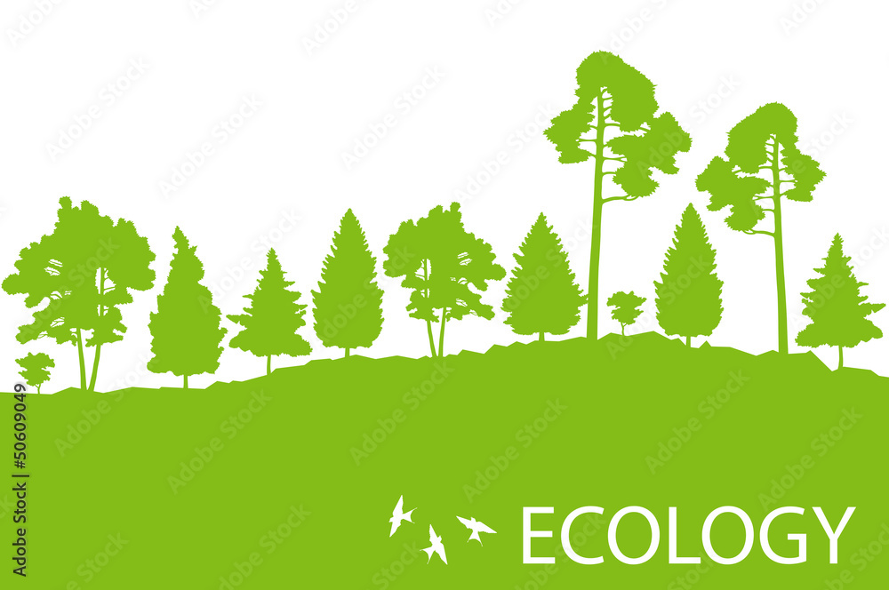 Obraz premium Ecology concept detailed forest tree illustration vector backgro