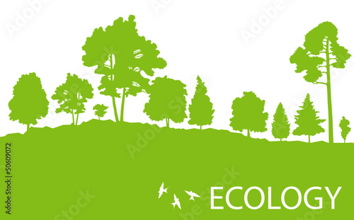 Ecology concept detailed forest tree illustration vector backgro