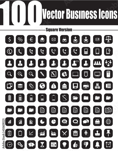 100 Vector Business Icons - Square Version
