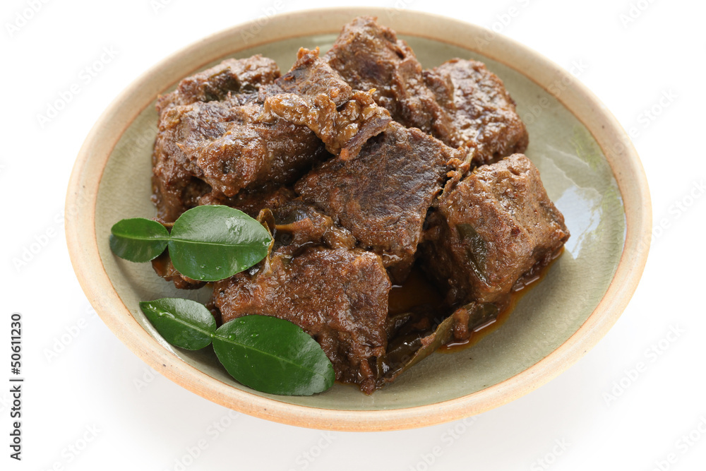 rendang beef, indonesian cuisine