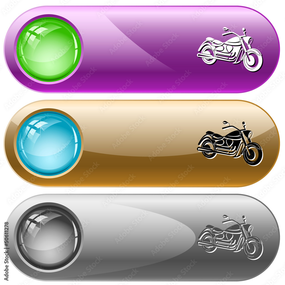 Motorcycle. Vector internet buttons.