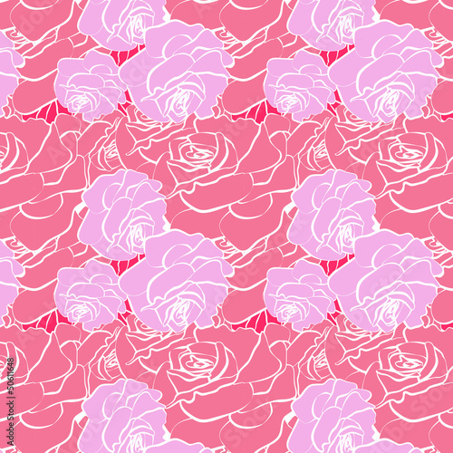 Seamless background with colored roses. Vector illustration.