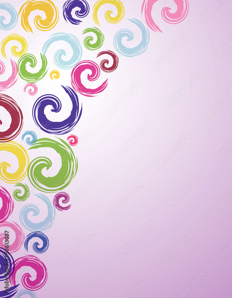 Colorful painted patterns on a purple background