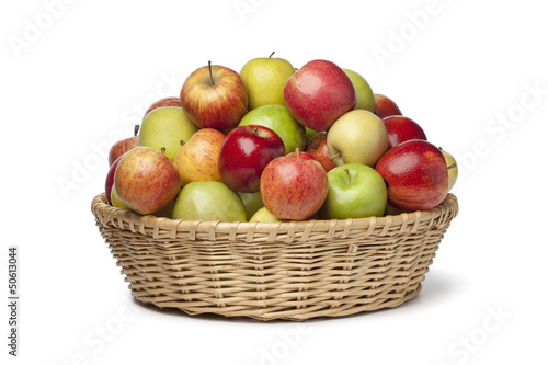 Basket with different types of apples