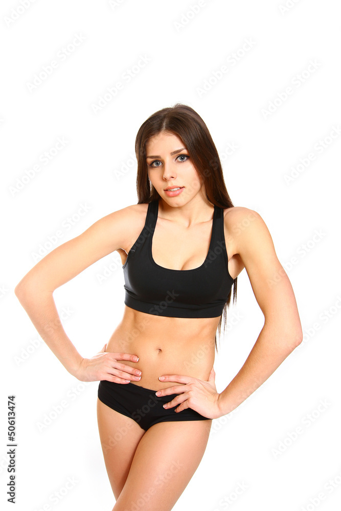 Portrait of fitness girl on a white background Portrait of fitness girl on a white background