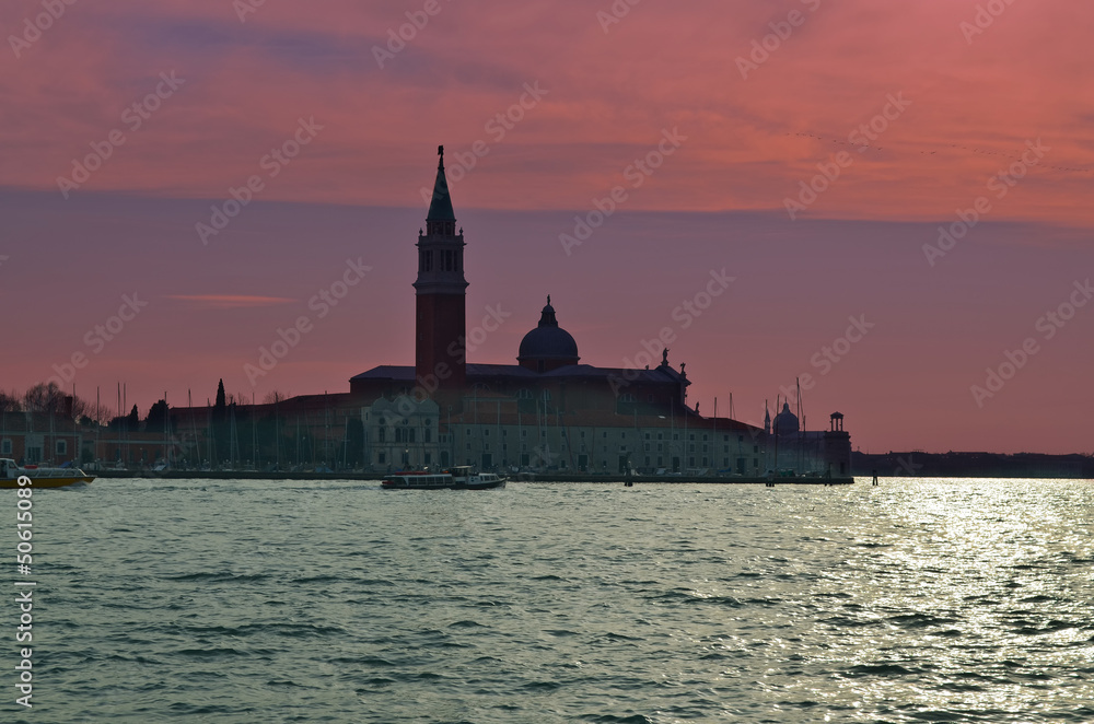 Beautiful water street - evening view Gulf of Venice, Italy