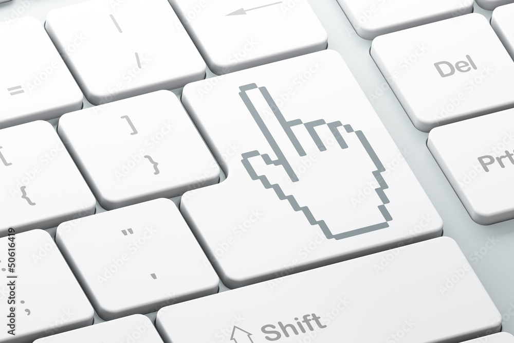 Web development concept: Mouse Cursor on computer keyboard backg Web development concept: Mouse Cursor on computer keyboard backg
