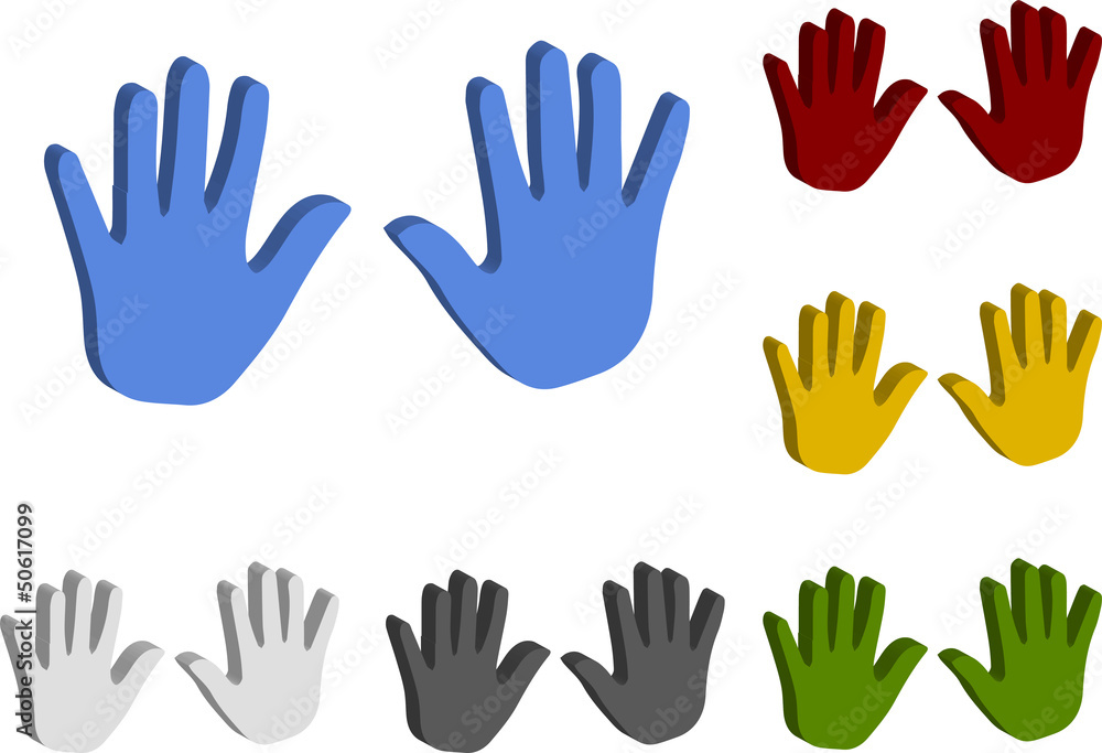 3d Vector Hand Icons Set
