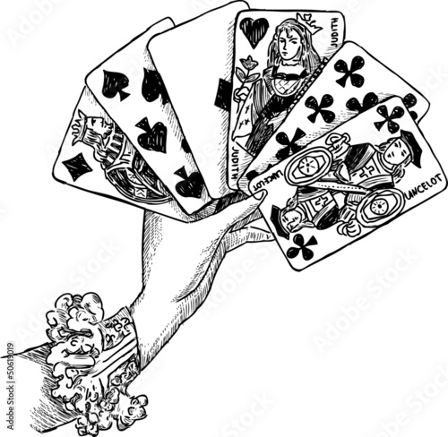 Hand with playing cards