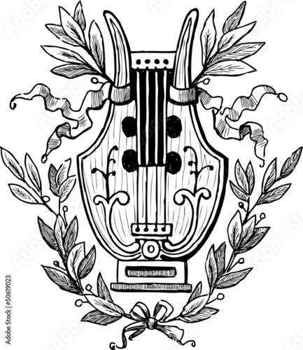 lyre with laurel twigs