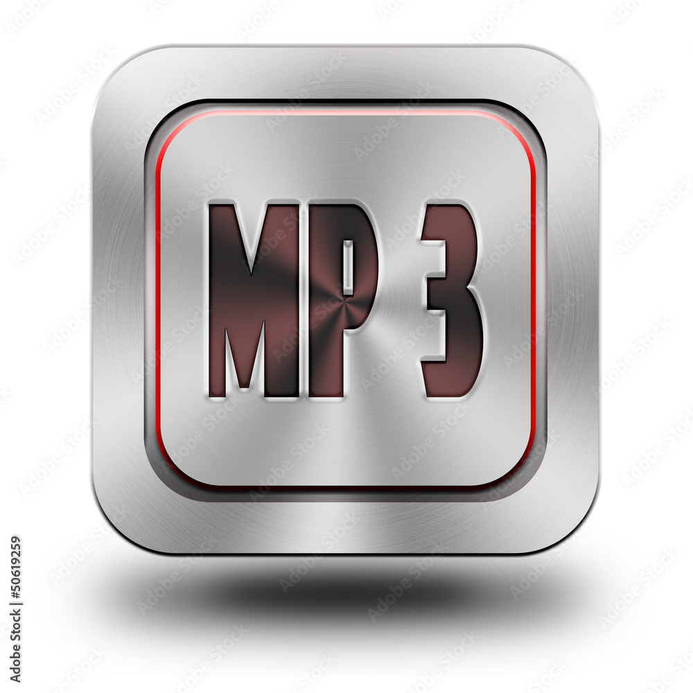 MP3 aluminum glossy icon - obrazy, fototapety, plakaty 