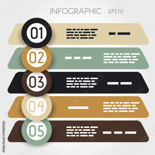 rouned oblique infographic five options in big rings