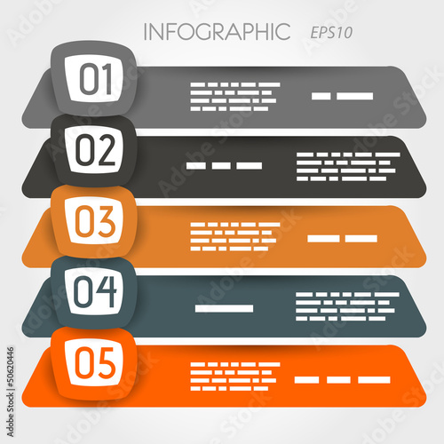 rouned oblique infographic five options in rounded squares