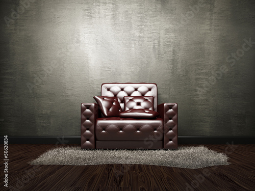 Leather armchair near the c...