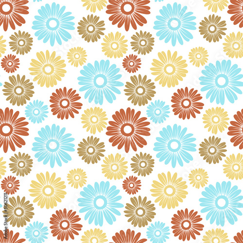 Fototapeta Naklejka Na Ścianę i Meble -  Vector seamless pattern with blue and beige flowers.