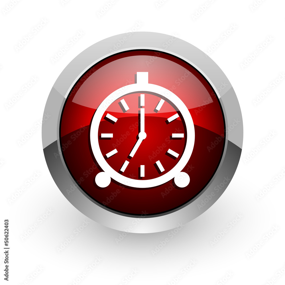 alarm clock red circle web glossy icon