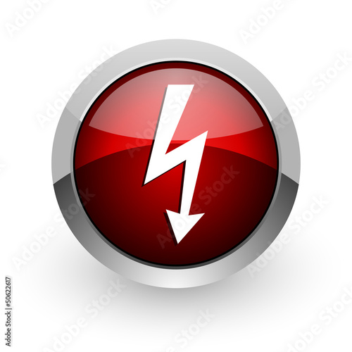 Free Download lightning red circle web glossy icon - GFXLoad