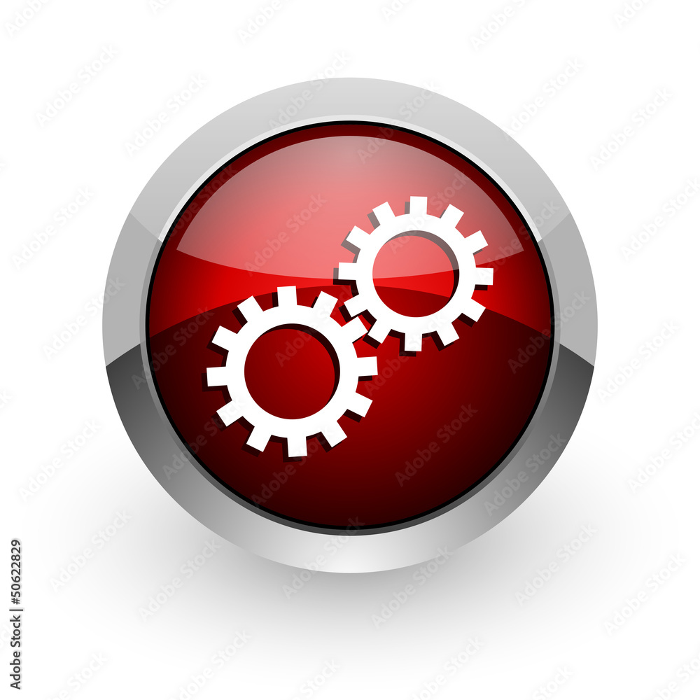 gears red circle web glossy icon gears red circle web glossy icon