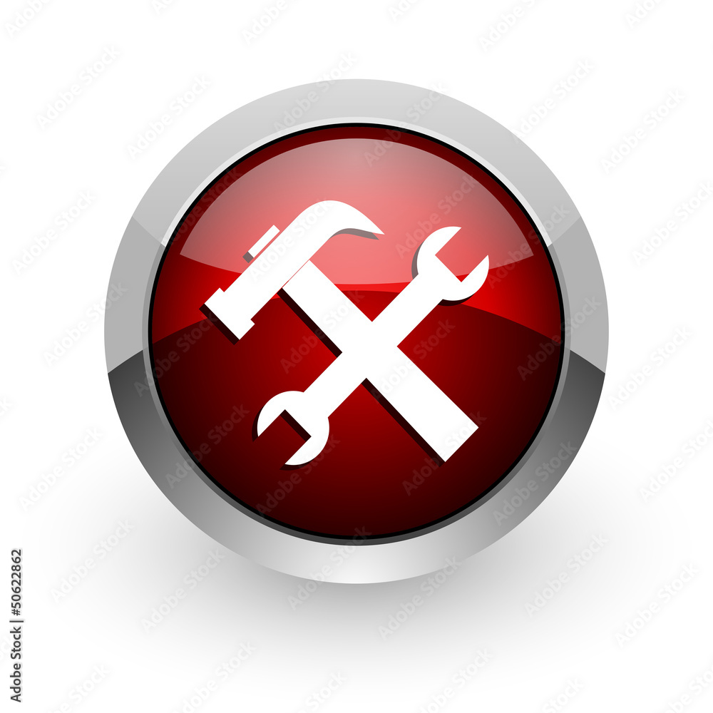 tools red circle web glossy icon
