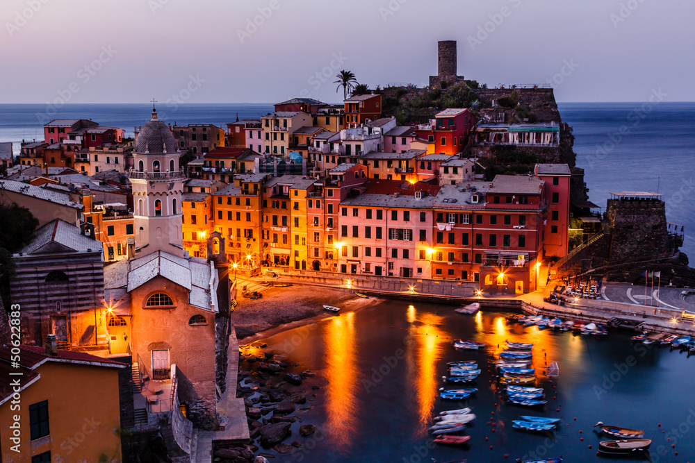 Aerial View on the Village of Vernazza at the Morning, Cinque Te