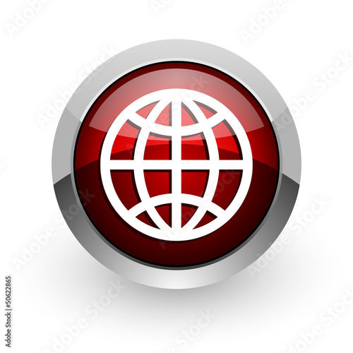 earth red circle web glossy icon