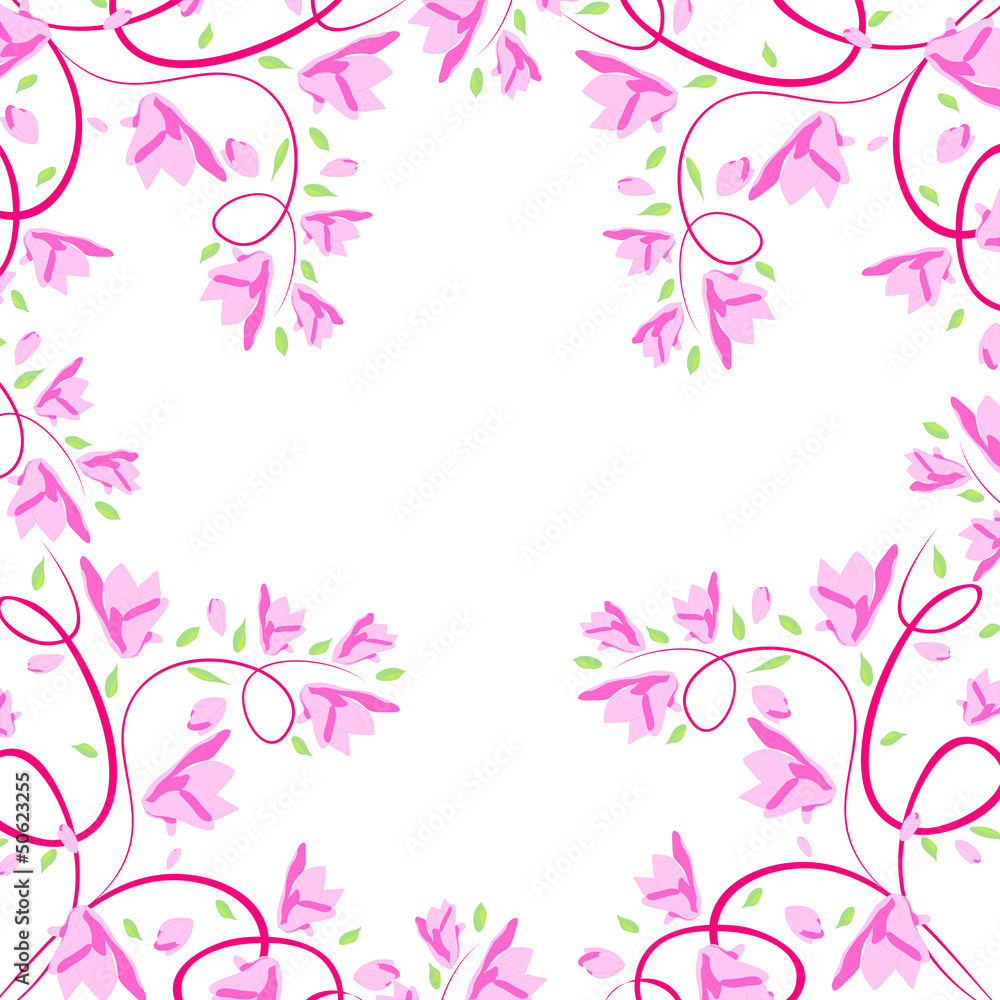 Abstract seamless vector light pattern with  pink flowers