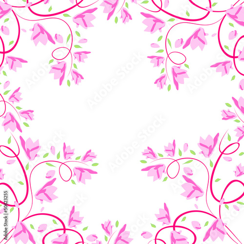 Abstract seamless vector light pattern with pink flowers